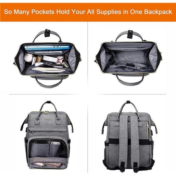 Laptop Backpack for Women Fashion Travel Bags Business Computer Bag, Grey